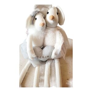 Jingles and Joy Attached Girl and Boy Shelf Sitter Mice With Peace Heart Silver